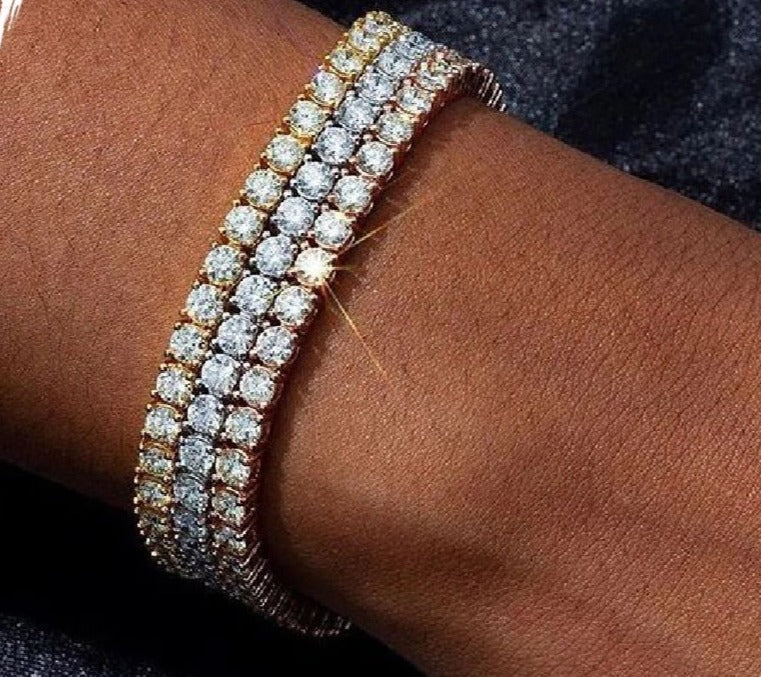 3mm-6mm Mens/Women AAA+ Cubic Zirconia Tennis Bracelet Hip Hop Jewelry